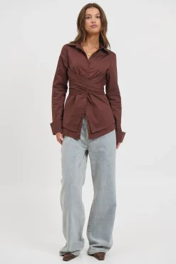 Vixon Wrap Shirt Chocolate