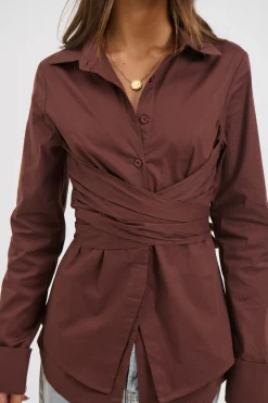 Vixon Wrap Shirt Chocolate